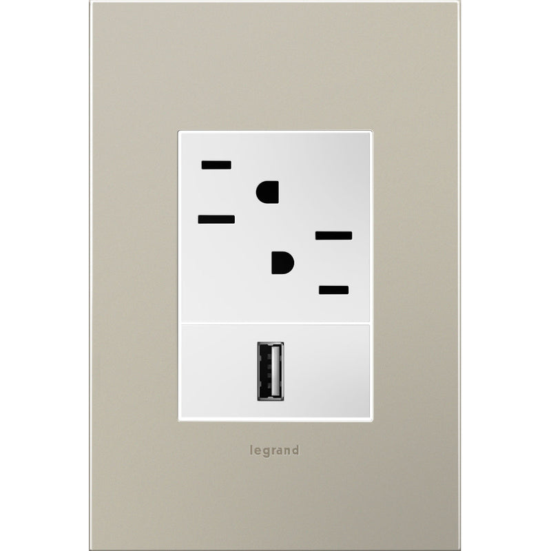 Legrand AWC1G3SN4 Wall Plate, Nickel