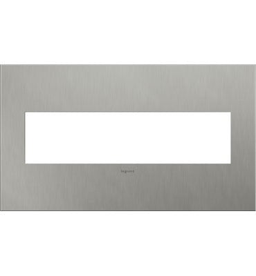 Legrand AWC4GBS4 Wall Plate, Stainless Steel