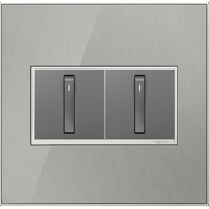 Legrand AWM2GMS4 Gang Wall Plate, Brushed Stainless