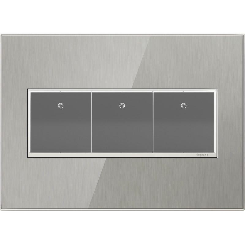 Legrand AWM3GMS4 Gang Wall Plate, Brushed Stainless