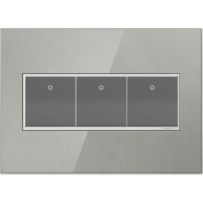 Legrand AWM3GMS4 Gang Wall Plate, Brushed Stainless