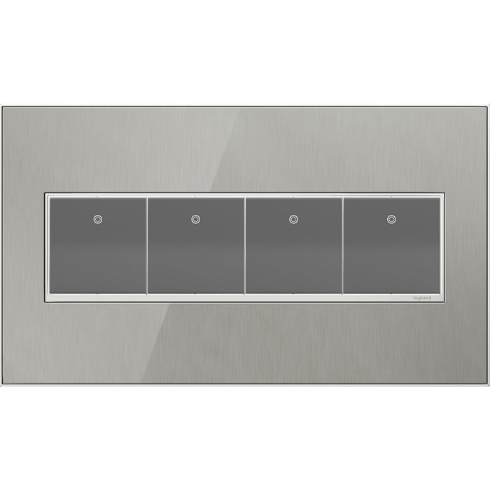 Legrand AWM4GMS4 Gang Wall Plate, Brushed Stainless