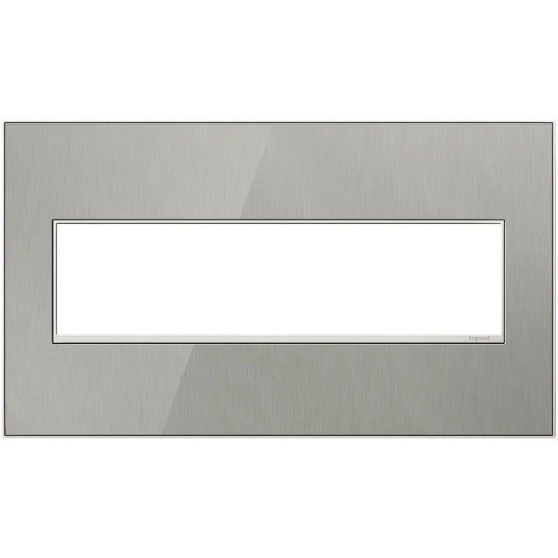 Legrand AWM4GMS4 Gang Wall Plate, Brushed Stainless