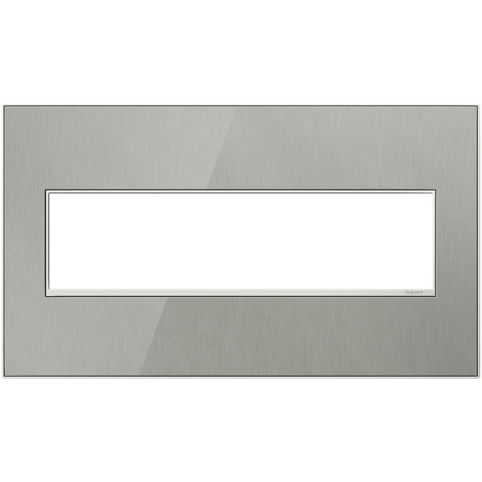 Legrand AWM4GMS4 Gang Wall Plate, Brushed Stainless