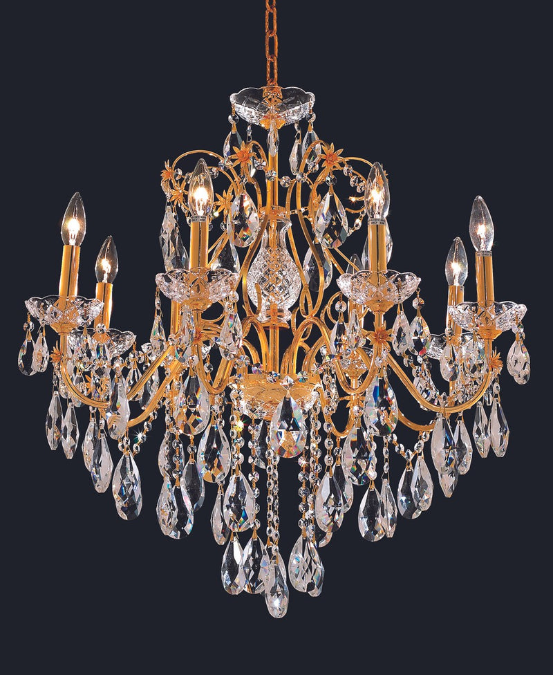 Elegant Lighting 2016D26G/RC Eight Light Chandelier, Gold