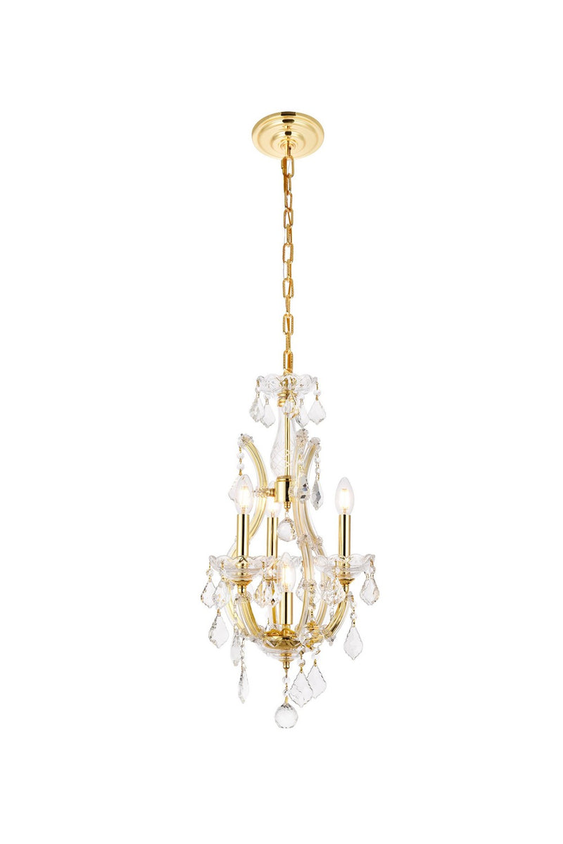 Elegant Lighting 2800D12G/RC Four Light Pendant, Gold