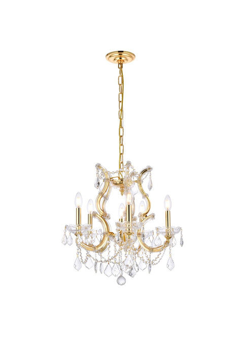 Elegant Lighting 2800D20G/RC Six Light Pendant, Gold