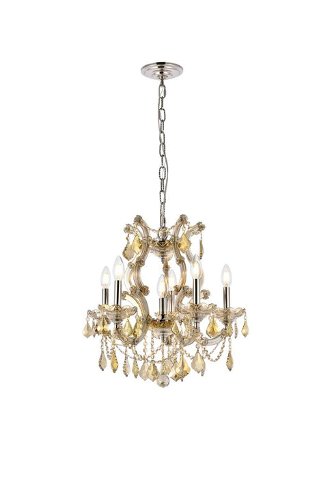Elegant Lighting 2800D20GT-GT/RC Six Light Pendant, Golden Teak