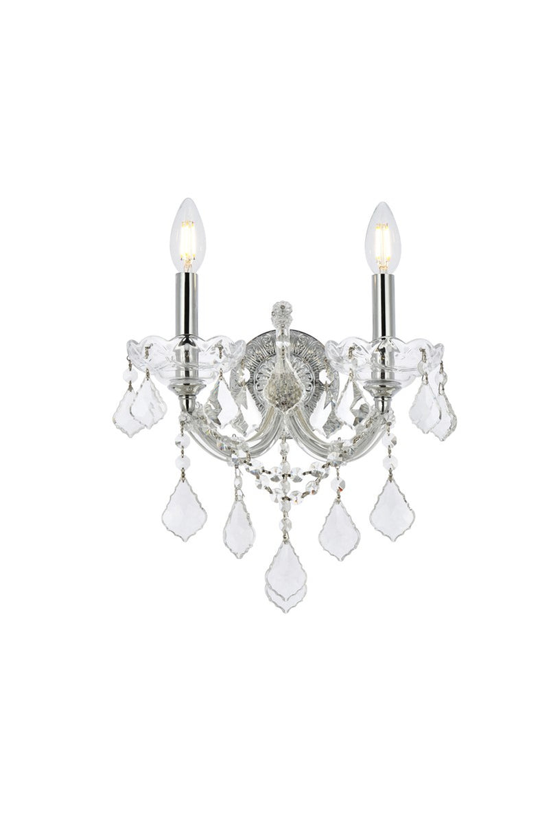 Elegant Lighting 2800W2C/RC Two Light Wall Sconce, Chrome