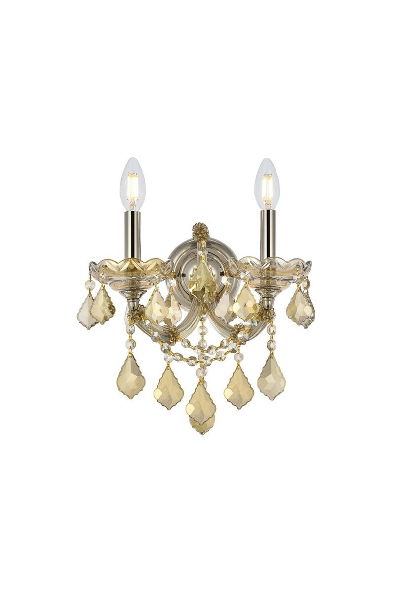 Elegant Lighting 2800W2GT-GT/RC Two Light Wall Sconce, Golden Teak