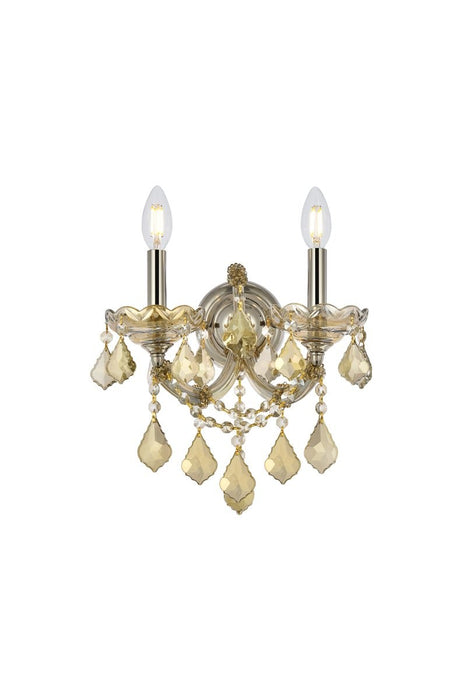 Elegant Lighting 2800W2GT-GT/RC Two Light Wall Sconce, Golden Teak