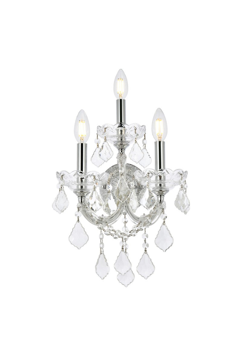 Elegant Lighting 2800W3C/RC Three Light Wall Sconce, Chrome