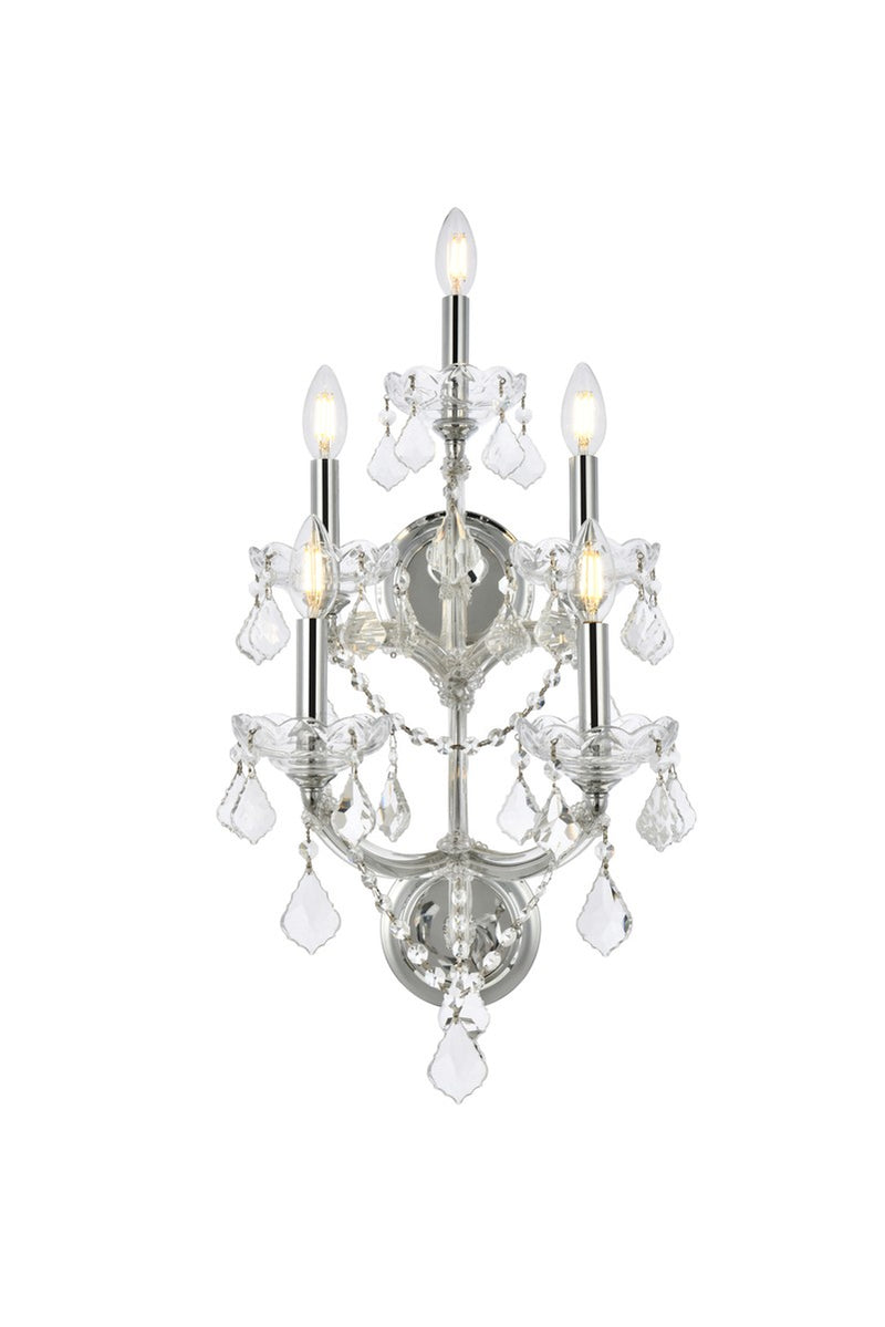 Elegant Lighting 2800W5C/RC Five Light Wall Sconce, Chrome