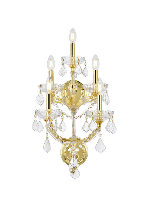 Elegant Lighting 2800W5G/RC Five Light Wall Sconce, Gold