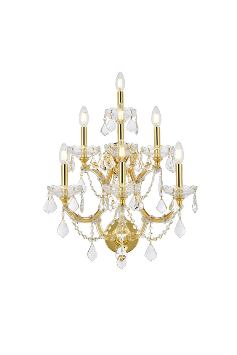 Elegant Lighting 2800W7G/RC Seven Light Wall Sconce, Gold