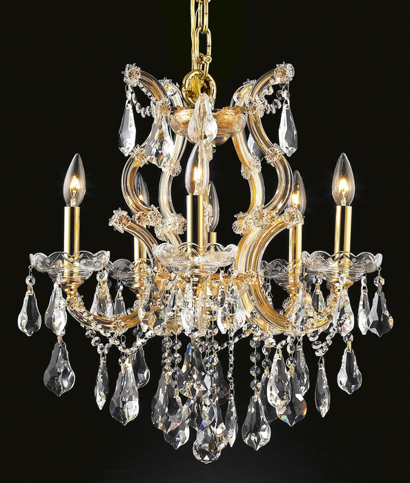 Elegant Lighting 2801D20G/RC Six Light Chandelier, Gold