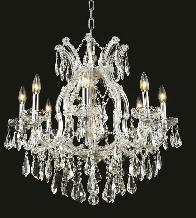 Elegant Lighting 2801D26C/RC Nine Light Chandelier, Chrome