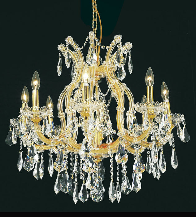 Elegant Lighting 2801D26G/RC Nine Light Chandelier, Gold