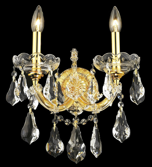 Elegant Lighting 2801W2G/RC Two Light Wall Sconce, Gold