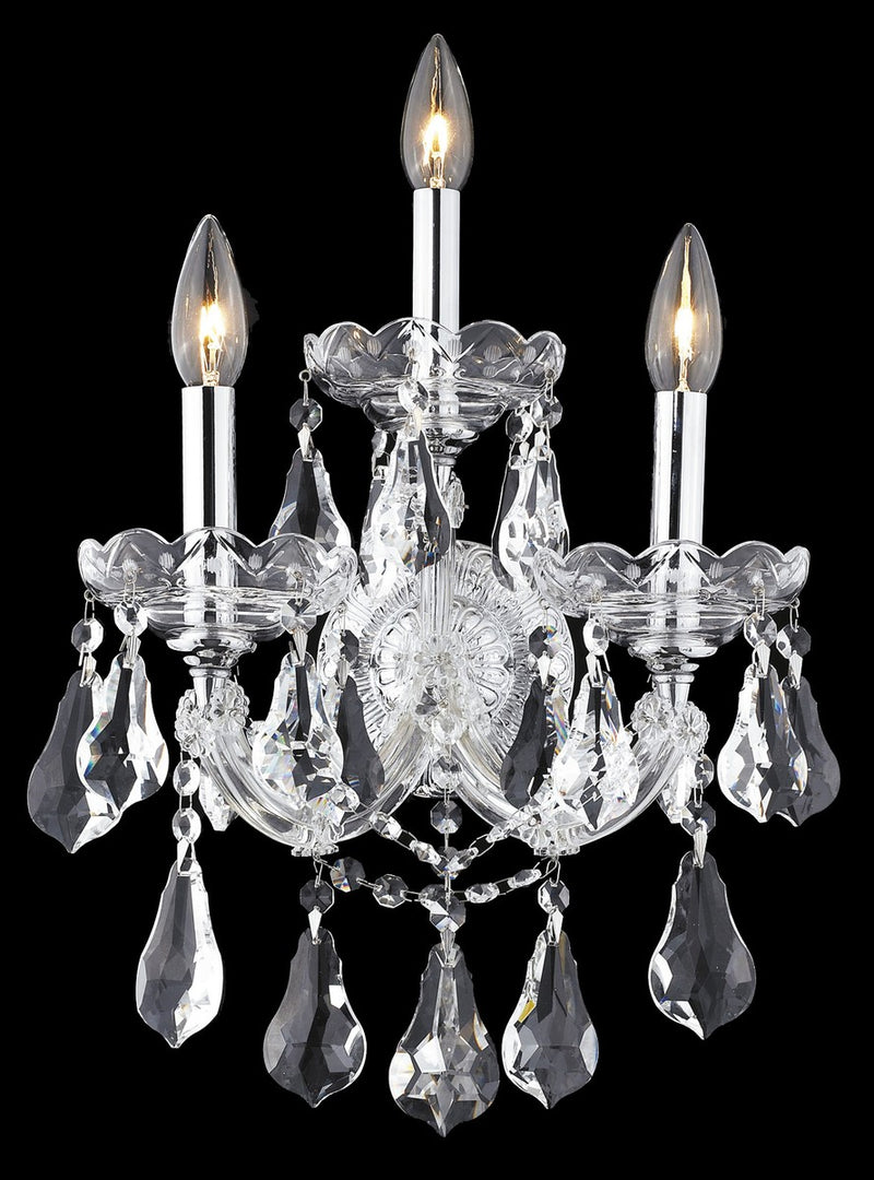 Elegant Lighting 2801W3C/RC Three Light Wall Sconce, Chrome
