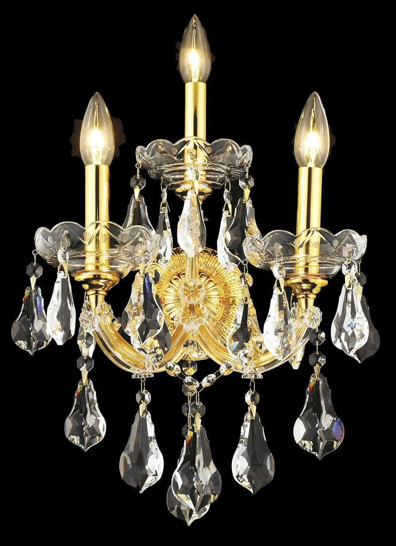 Elegant Lighting 2801W3G/RC Three Light Wall Sconce, Gold