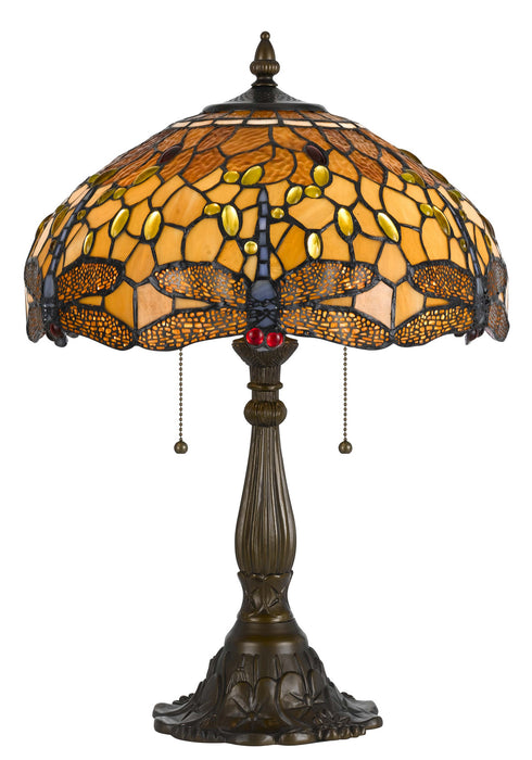 Cal Lighting BO-2372TB Two Light Table Lamp, Antique brass
