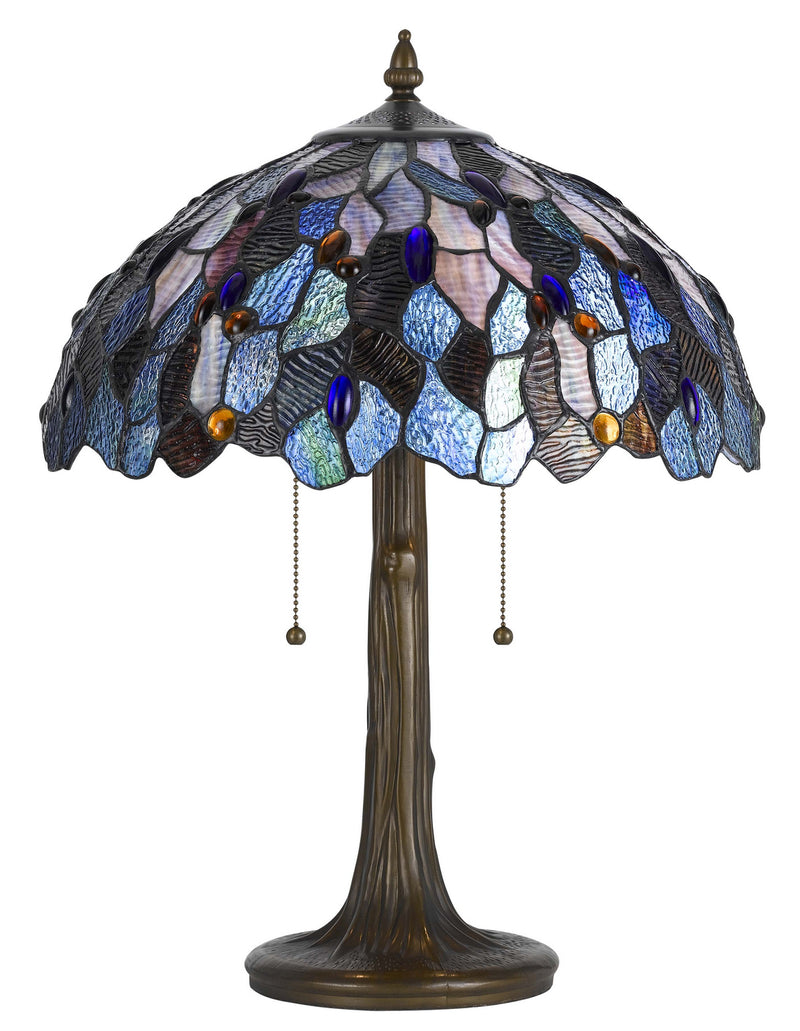 Cal Lighting BO-2387TB Two Light Table Lamp, Antique brass