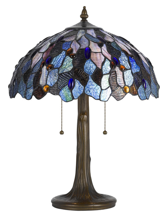 Cal Lighting BO-2387TB Two Light Table Lamp, Antique brass