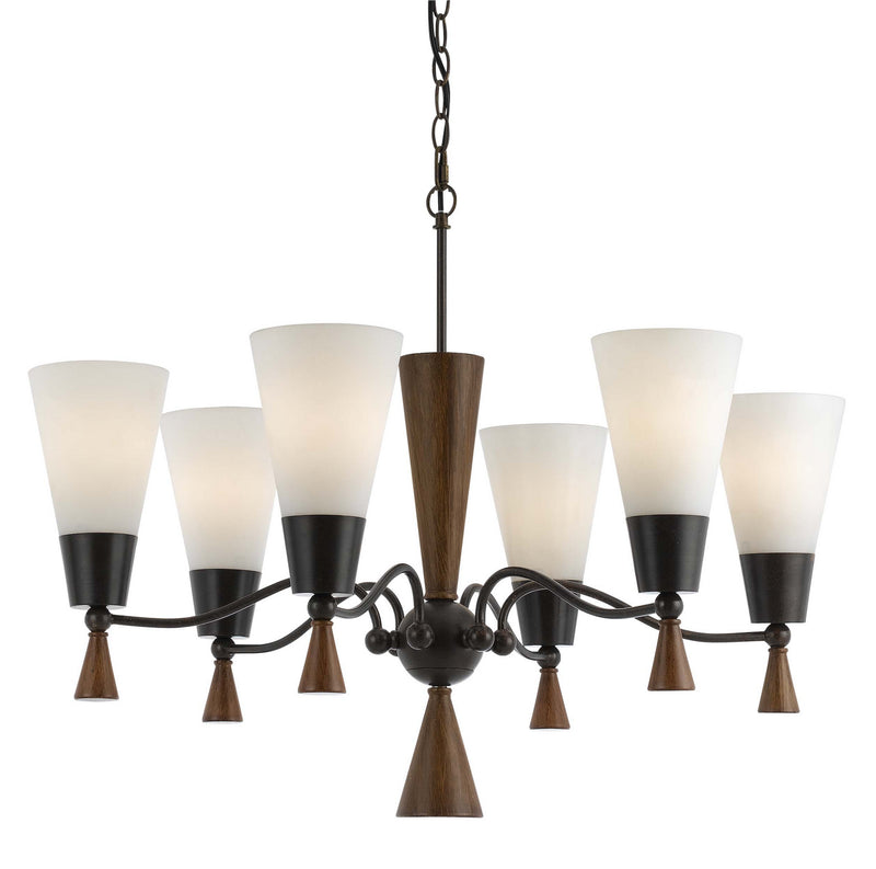 Cal Lighting FX-3528/6 Six Light Chandelier, Mahogany