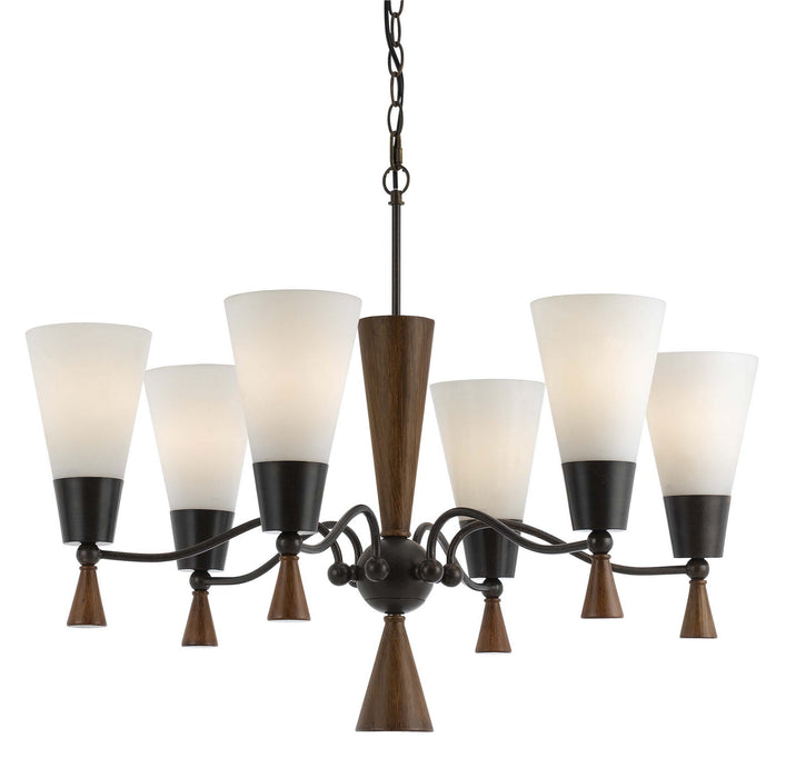 Cal Lighting FX-3528/6 Six Light Chandelier, Mahogany