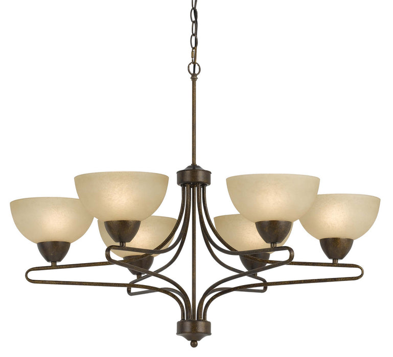 Cal Lighting FX-3529/6 Six Light Chandelier, Rust