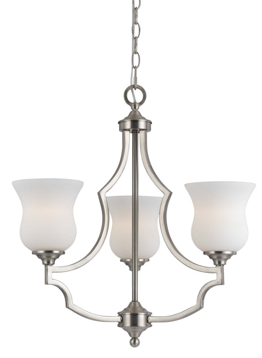 Cal Lighting FX-3531/3 Three Light Chandelier, Brushed Steel