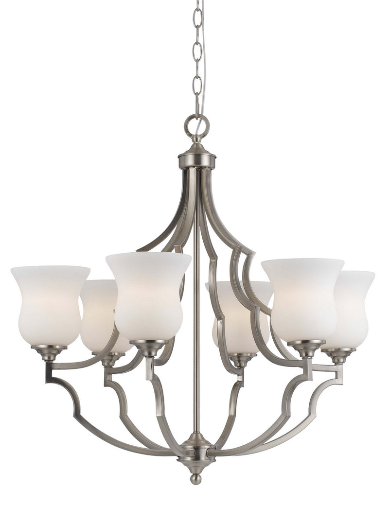 Cal Lighting FX-3531/6 Six Light Chandelier, Brushed Steel
