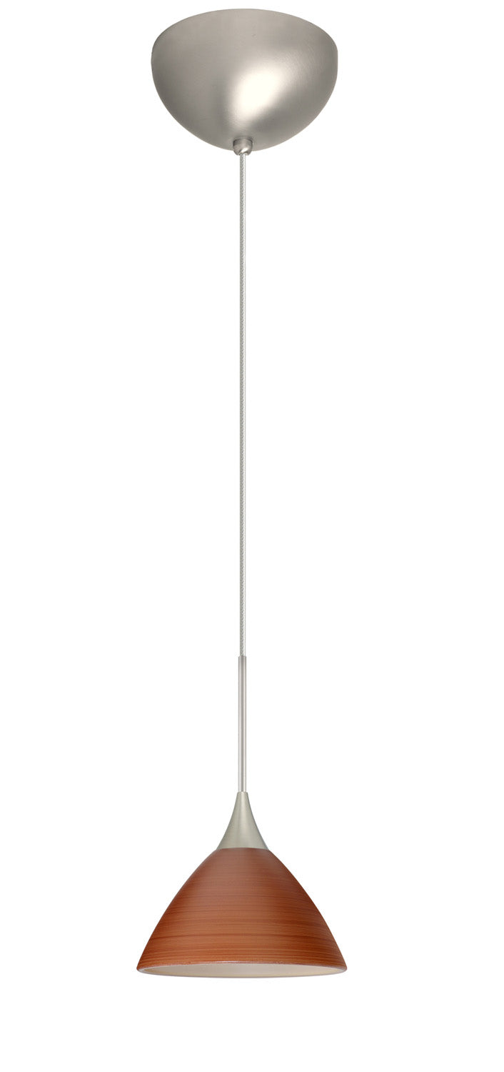 Besa 1XC-1743CH-LED-SN One Light Pendant, Satin Nickel