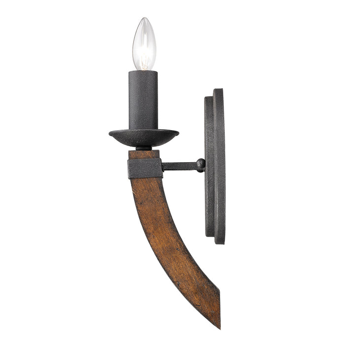 Golden 1821-1W BI One Light Wall Sconce, Black Iron