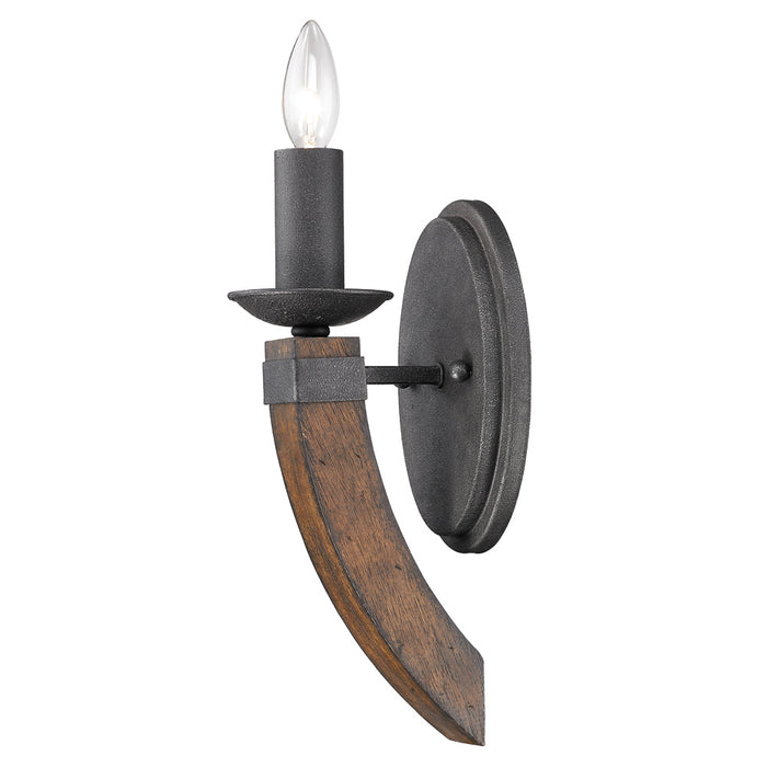 Golden 1821-1W BI One Light Wall Sconce, Black Iron