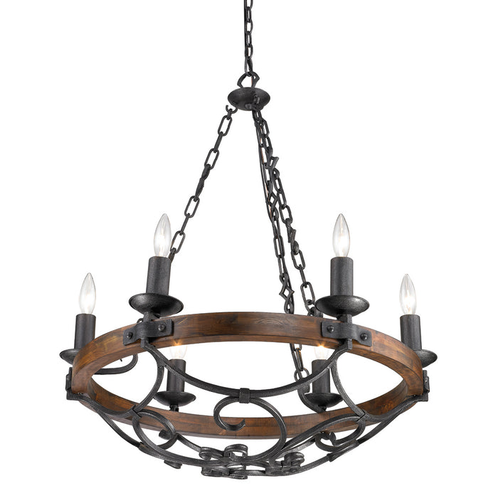 Golden 1821-6 BI Six Light Chandelier, Black Iron