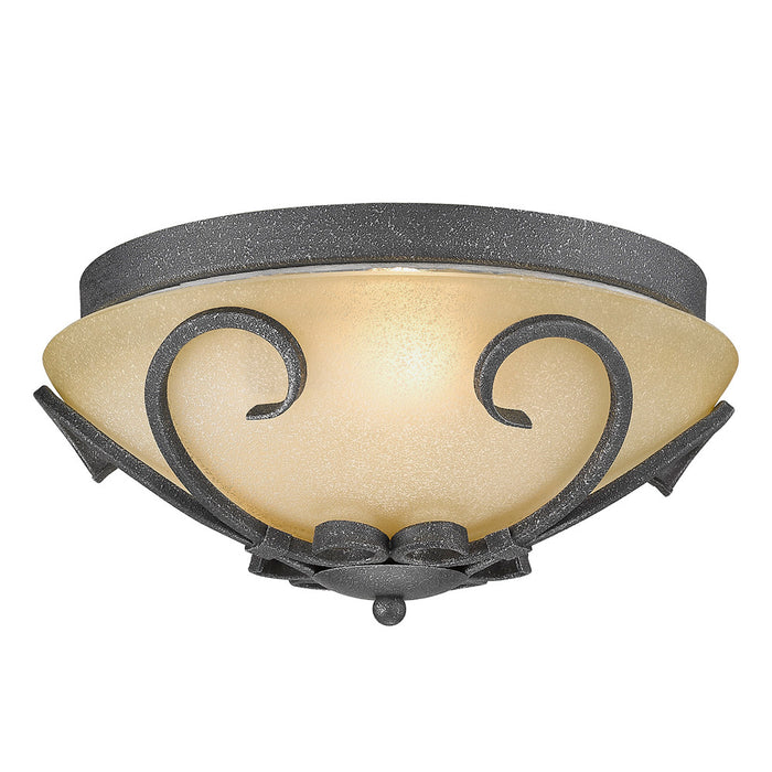 Golden 1821-FM BI Three Light Flush Mount, Black Iron