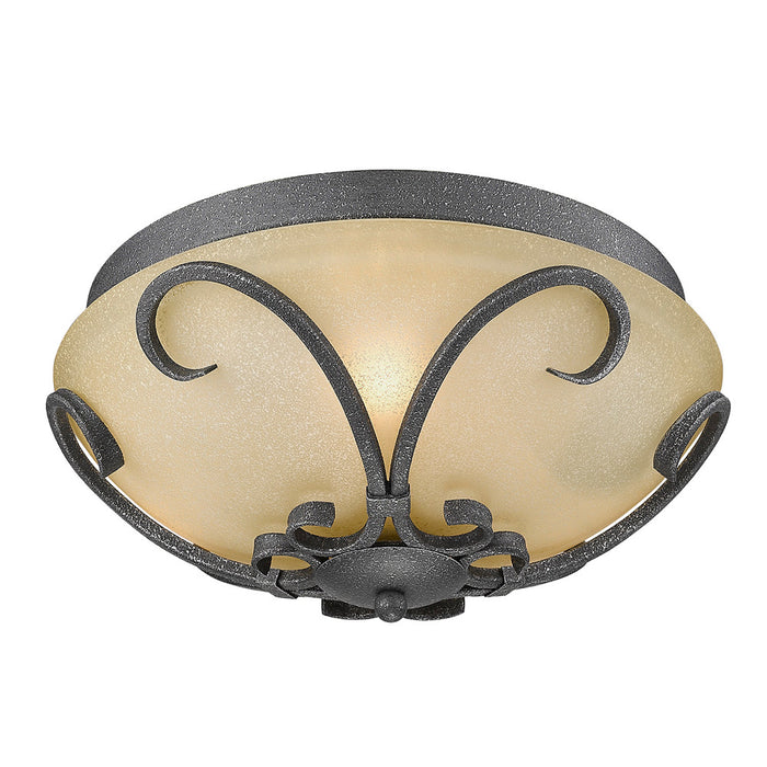 Golden 1821-FM BI Three Light Flush Mount, Black Iron