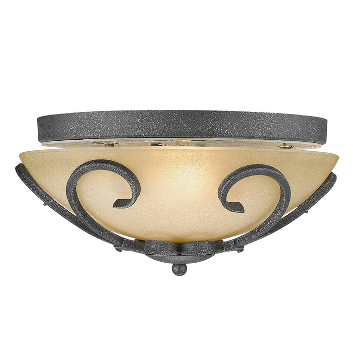 Golden 1821-FM BI Three Light Flush Mount, Black Iron