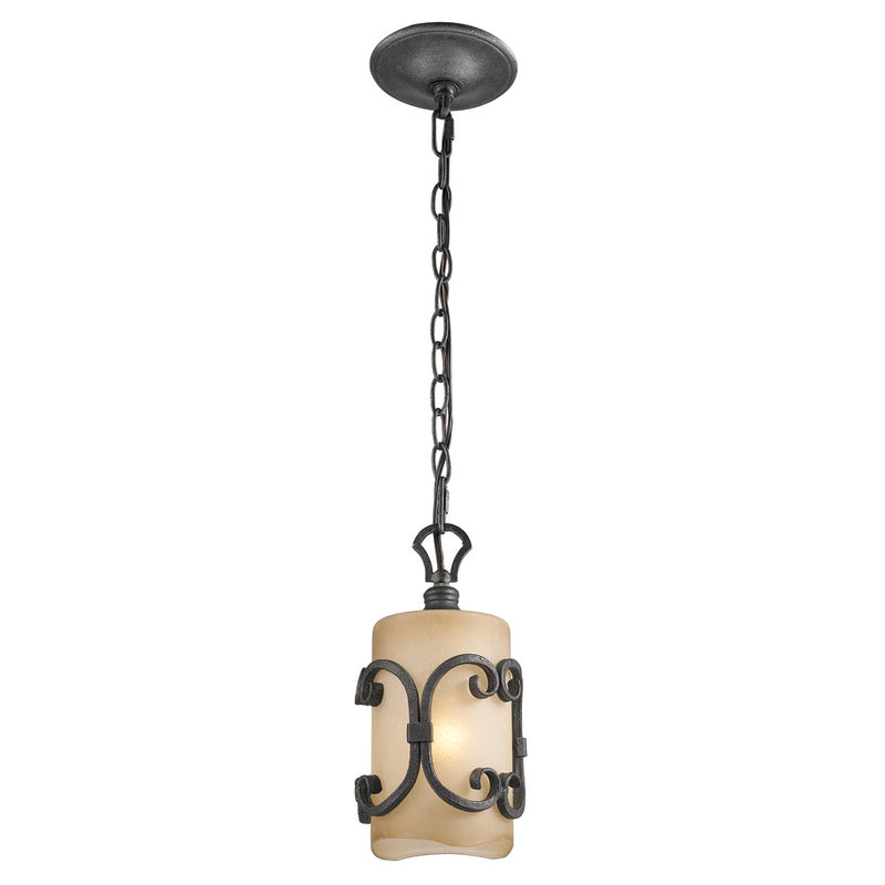 Golden 1821-M1L BI One Light Mini Pendant, Black Iron