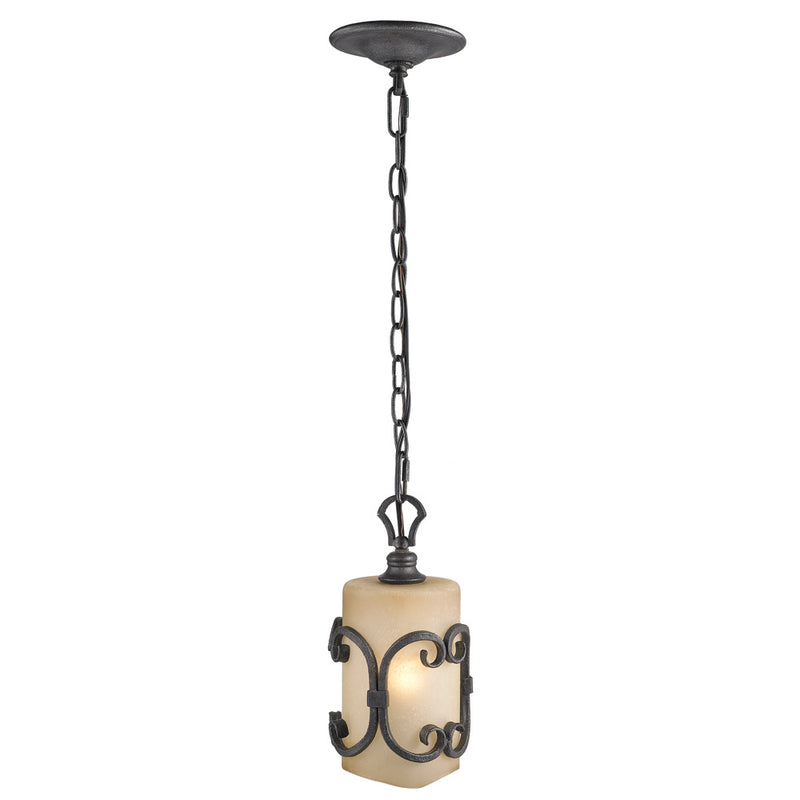 Golden 1821-M1L BI One Light Mini Pendant, Black Iron