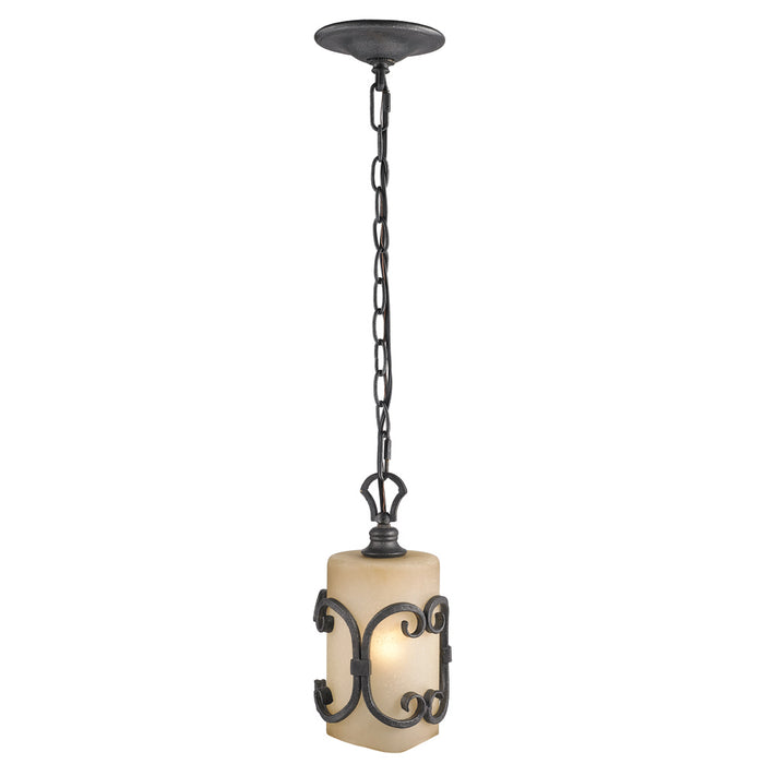 Golden 1821-M1L BI One Light Mini Pendant, Black Iron