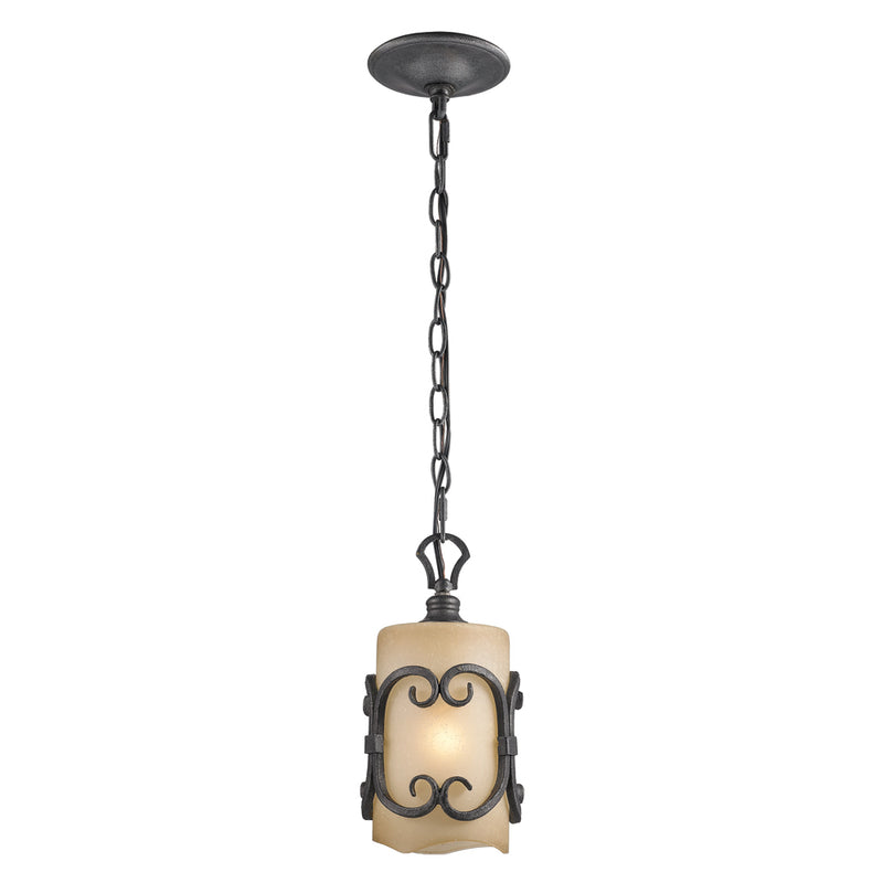 Golden 1821-M1L BI One Light Mini Pendant, Black Iron