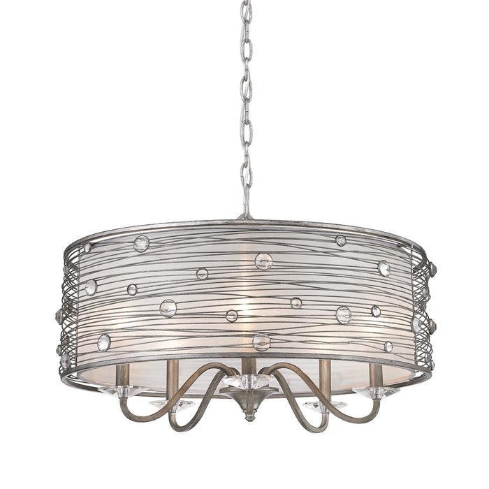 Golden 1993-5 PS Five Light Chandelier, Peruvian Silver