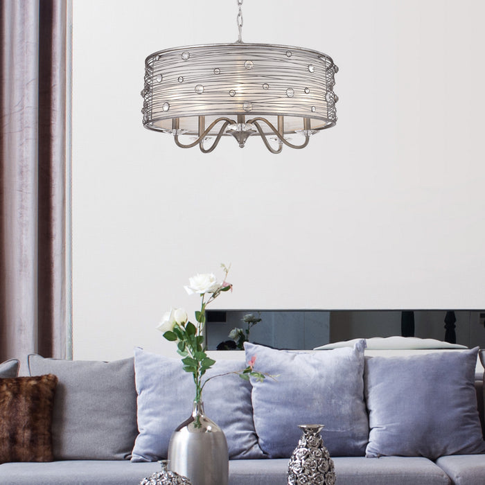 Golden 1993-5 PS Five Light Chandelier, Peruvian Silver
