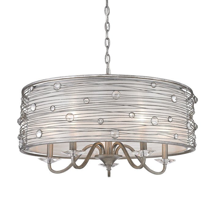 Golden 1993-5 PS Five Light Chandelier, Peruvian Silver