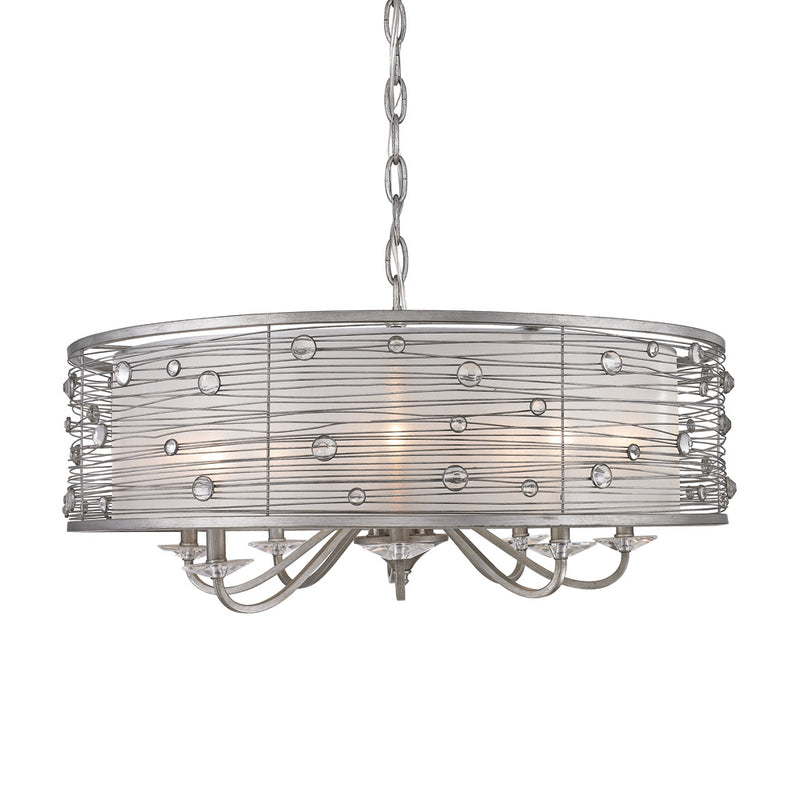 Golden 1993-8 PS Eight Light Chandelier, Peruvian Silver