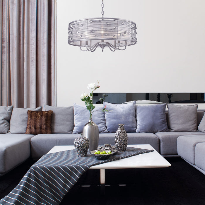 Golden 1993-8 PS Eight Light Chandelier, Peruvian Silver