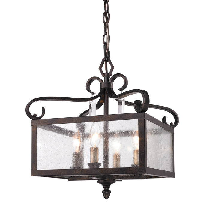 Golden 2049-SF FB Four Light Semi-Flush Mount, Fired Bronze